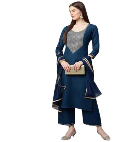 Casual Wear Full Sleeve Round Neck Salwar Suit Set With Dupatta