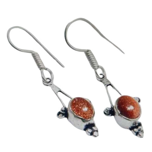 Kala Emporium Silver And Orange Pear Stone Earrings For Wedding