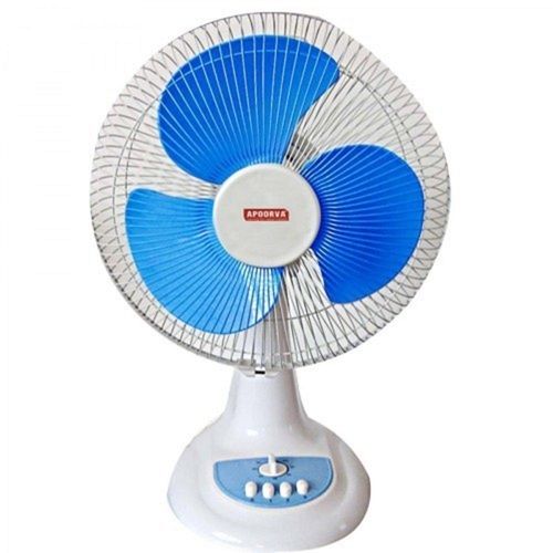 Low Power Consumption Blue And White Electric Table Fan Blade Material: Plastic