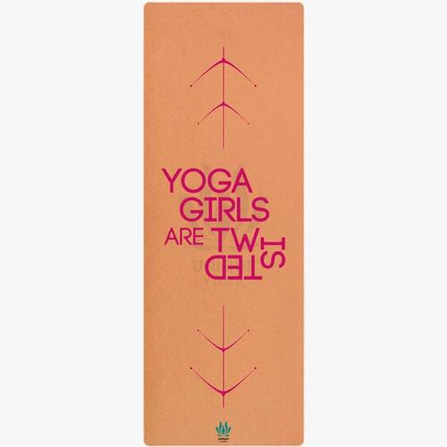 Silver Cork Yoga Mats Printed- Yoga Girls Are - Pink Color With Eva Grip 2Mm