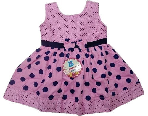 Baby Girl Regular Fit Round Neck Sleeveless Printed Cotton Frock