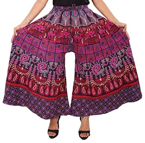 Ladies High Waist Heavy Frill Printed Cotton Palazzo