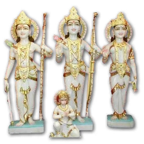 Polishing Medium Size Water Resistant Religious Style Marble Ram Darbar Statue