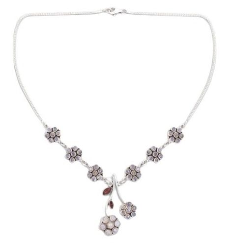 Women Skin Friendly Graceful Party Wear Sterling Silver Necklace With Earring