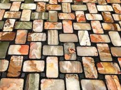 Multi Color Glossy Finish Modern Border Printed Rectangular Natural Agate Tile