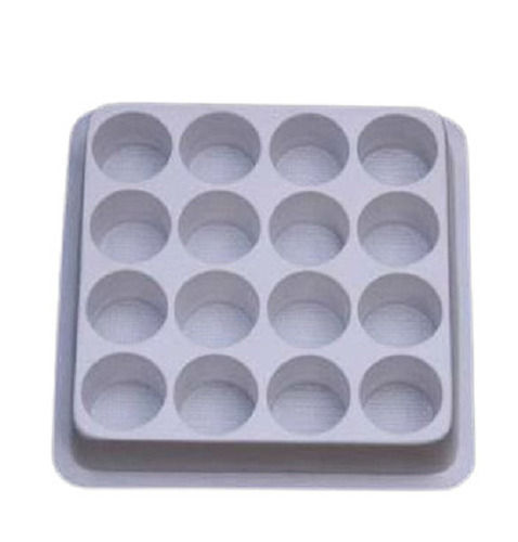 White Pvc Square Sixteen Compartment Round Hole Recyclable Blister Tray