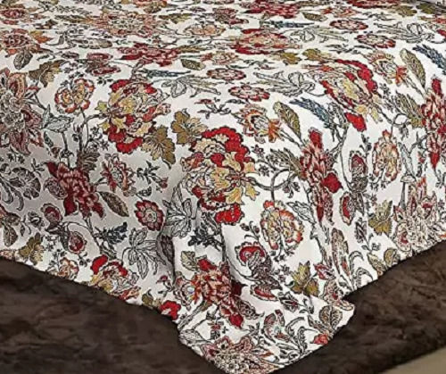 Silver Washable King Size 200 Thread Count Cotton Floral Printed Bed Sheets