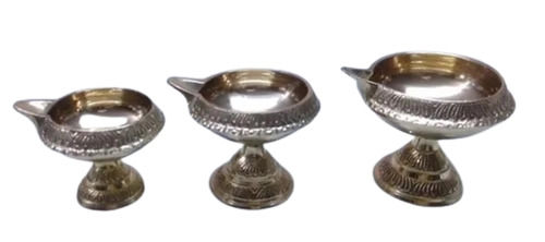 Golden 3 Sets Easy To Install Round Religious Hinduism Theme Brass Diya Holders 