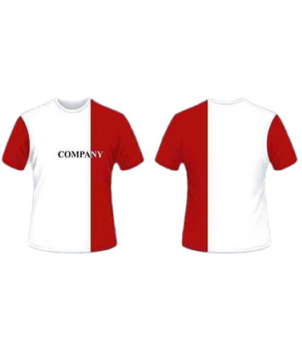 Mens Red And White Short Sleeve Round Neck Polyester Corporate T-Shirt General Medicines