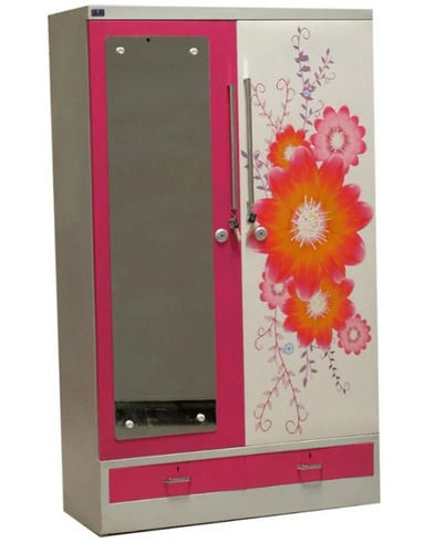 90 Kilogram 78 Inch Height Rectangular Flower Printed Double Door Durable Iron Almirah  No Assembly Required