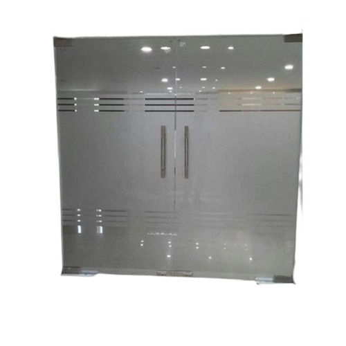 White Fireproof Center Handle Swing Open Interior Glass Entry Door