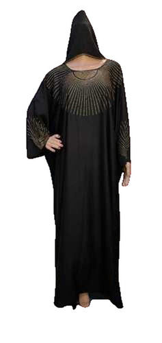 Daily Wear Lightweight Regular Fit Full Sleeves Breathable Readymade Printed Black Burkha