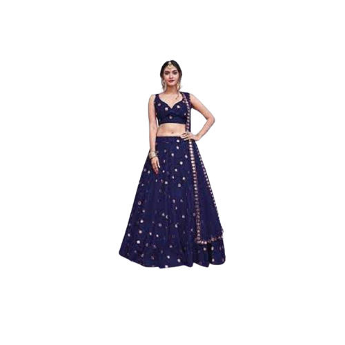 Navy Blue Ladies Sleeveless Lehenga Choli