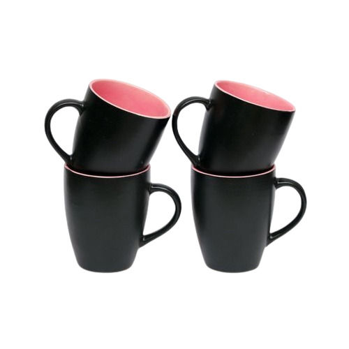 Black 300Ml Plain Ceramic Coffee Mug Set