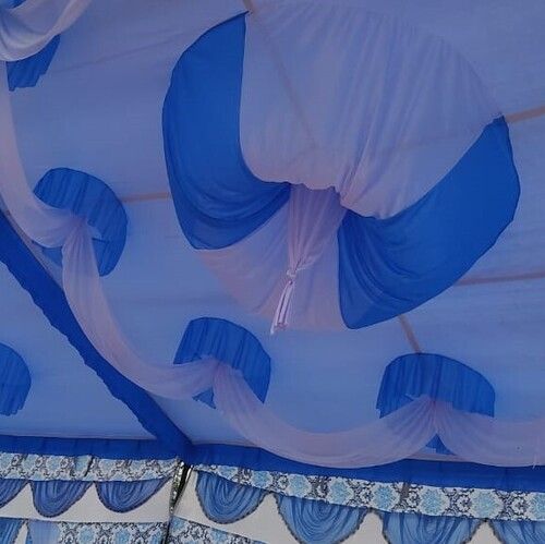 Plain Polyester Tent Ceiling [08] - White And Sky Blue New Design