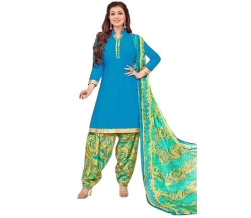 Fashionable Printed Punjabi Suit For Ladies