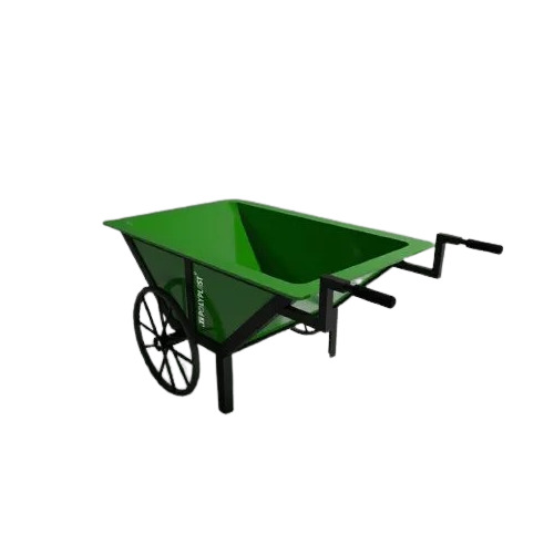 Two Wheel Barrow - MS Frame 1163mm x 850mm Green and Blue | 150 Kg Load Capacity Weather Resistant Polished Plastic Surface Ideal for Hotel and Hospital Use