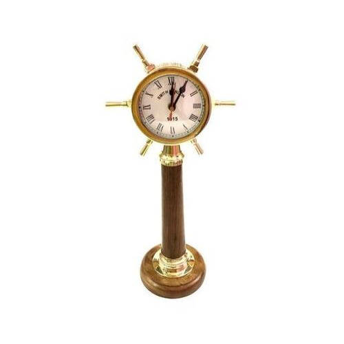 Brass Wheel Stand Clock - Color: Brown