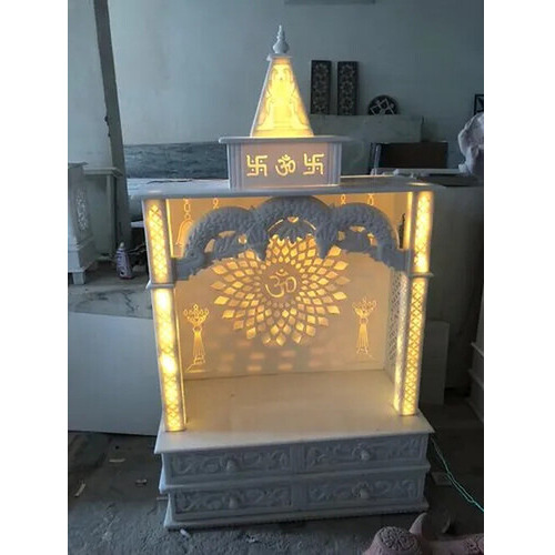 Hand Crafted White Marble Temple - 30x18 Inches, Elegant Look, Easy to Clean, Eco-Friendly, Water Resistant, Dust Proof