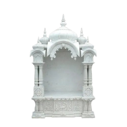 Elegant Handmade Polished White Marble Indoor Temple - 36x24 Inches | Eco-Friendly Easy to Clean Ruggedly Crafted