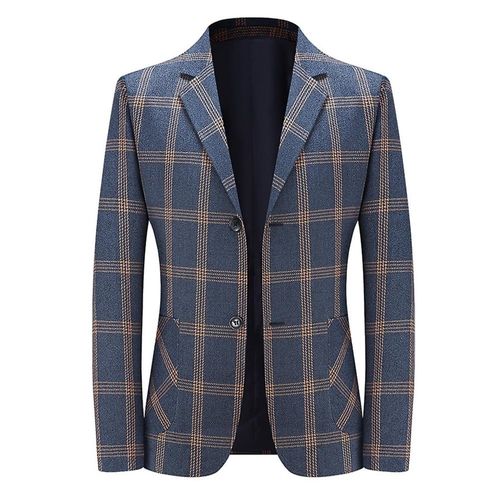 Multicolor Printed Full Sleeves Button Closure Classic Collar Polyester Men Casual Blazer