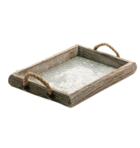 Rectangular Plain Rope Handle Wooden Trousseau Tray For Commercial Use 