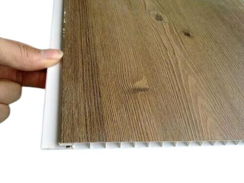 Fire Resistance And Wooden Color Laminated Pvc Wall Panel - Size: 250*5Mm