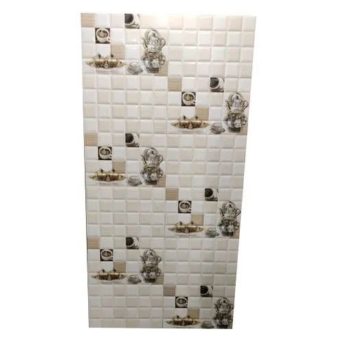 Whites Glazed Surface Glass Finish Square Edge Pattern Designer Kitchen Tiles