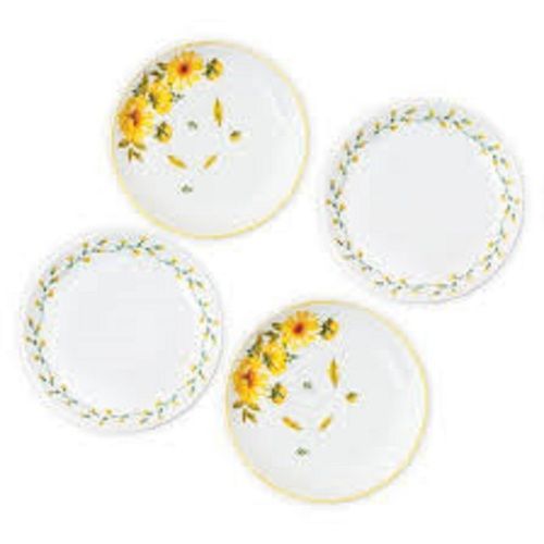 Floral Design Round Shape 5 Inch Size White With Yellow Ceramic Tableware