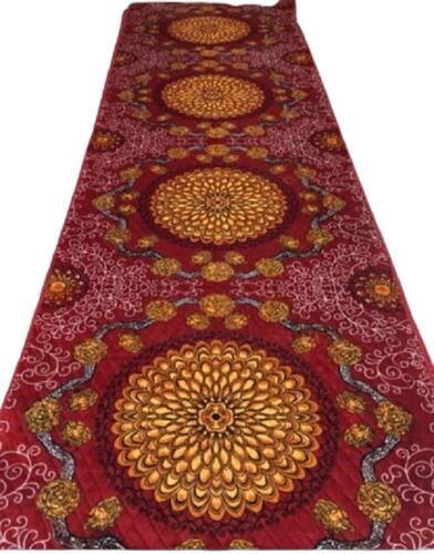 Printed Red Carpet With Golden Color Flower (Model No. 01) Backing Material: Jute