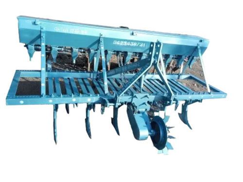 Sky Blue 300 Kilogram Paint Coated Mild Steel Semi Automatic Seed Drill For Agriculture Use