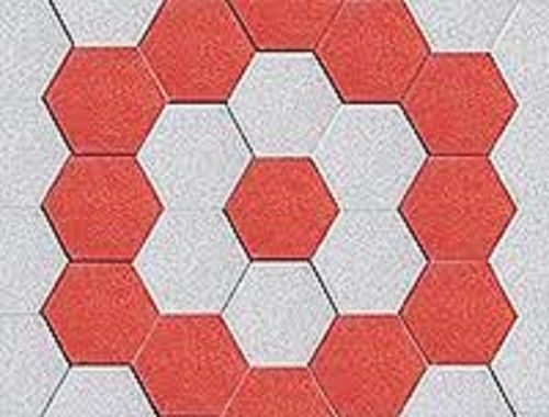 Red With Grey 60 Mm Thickness Hexagonal Concrete Paver Block