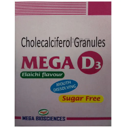 Mega D3 Elaichi Flavour Sugar Free Sachet Of 1Gm Granules Dosage Form: Powder