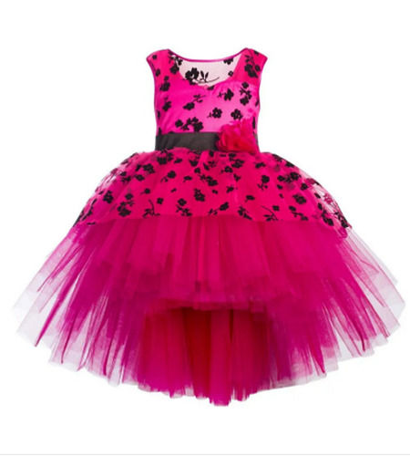 Party Wear Polyester Sleeveless Round Neck Fancy Baby Girl Costumes 