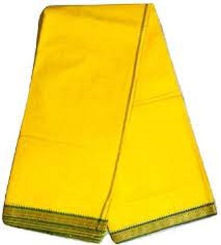 Yellow Breathable And Washable Traditional Wear Plain Cotton Dhoti For Men