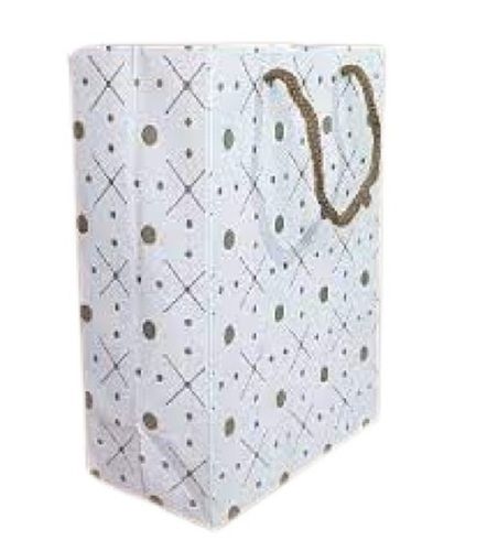 White Printed Disposable Medium Size Rope Handle Kraft Paper Bag 