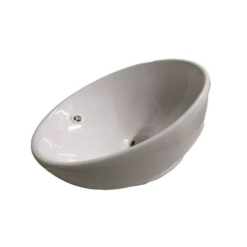 Ceramic Round Table Top Wash Basin - Glossy Finish, Easy To Install, Crack Proof, Plain Style, Scratch Resistant