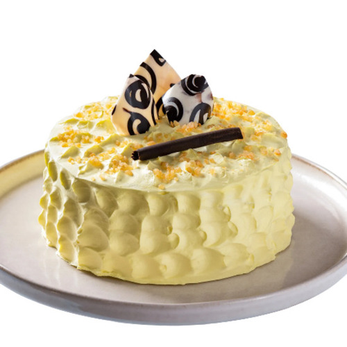 Butterscotch Cake - 1 kg Pasty Treat, Eggless with 4g Fat, Yellow Round Flavor