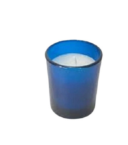 Plain Blue Glass Round Shape Candle Cup