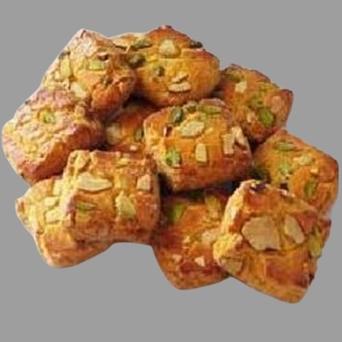 Tasty Hygienically Packed Square Shape Semi Soft Sweet Badam Pista Cookies