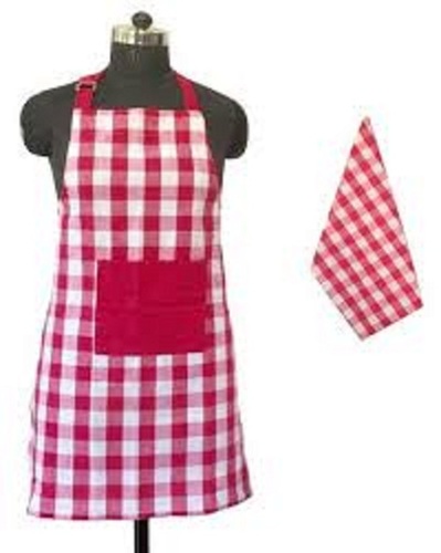 Red With White Medium Size Checked Sleeveless Reusable Cotton Apron ...