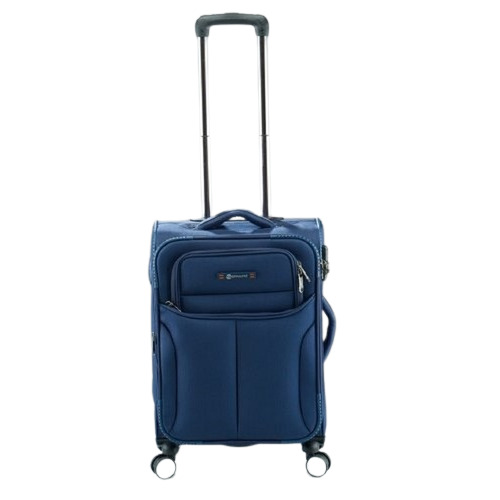 Polyester 3 Compartments Trolley Suitcase - Color: Blue