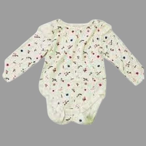 Kids White Casual Wear Round Neck Printed Cotton Infant Romper