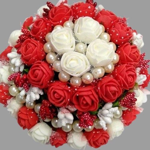Red With White Light Weight Handmade Artificial Flower For Decoration