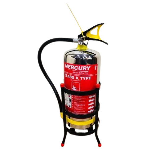 K Type Kitchen Fire Extinguisher - 500 ml Grey Mild Steel Body | Longer Life, Low Maintenance, Industrial and Commercial Use