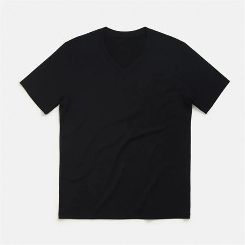 Mens Half Sleeve Round Neck Casual Wear Black Plain Cotton T-shirt