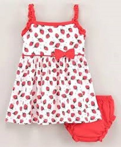 Red Embroidered Spring Sleeveless Red Cotton Frock  Age Group: Kids