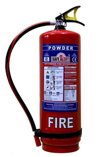 Safe Alert Dry Powder Fire Extinguisher - 6 Kg Capacity, 510 mm Height, Red and Grey Mild Steel Body | Reliable Nature, Long Life Span, Suitable for ABC Fire Classes