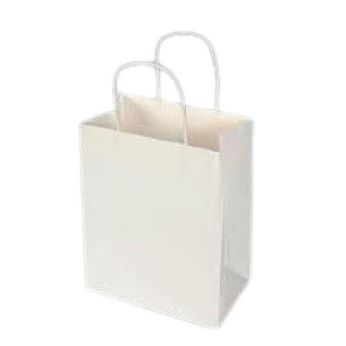 Hair Treatment Products Environmentally Friendly Plain White Disposable Paper Bag With Flexi Loop Handle 