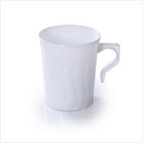 Easy To Clean Round Shape White Plastic Coffee Mug With Handle